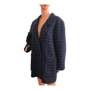 Vintage 1980’s Michael Lewis Plaid Wool Coat Medium